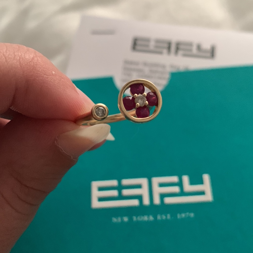 Effy 14k Gold Ruby Flower Diamond Ring